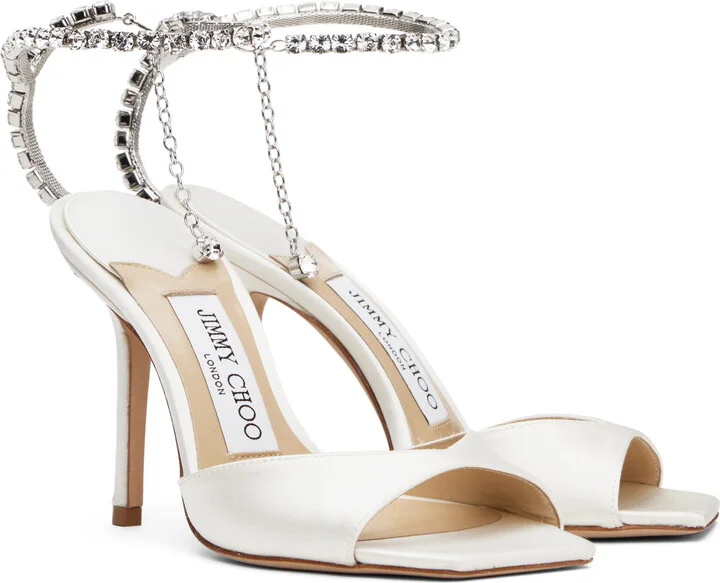 Jimmy Choo White Saeda 100 Heeled Sandals - Image 4