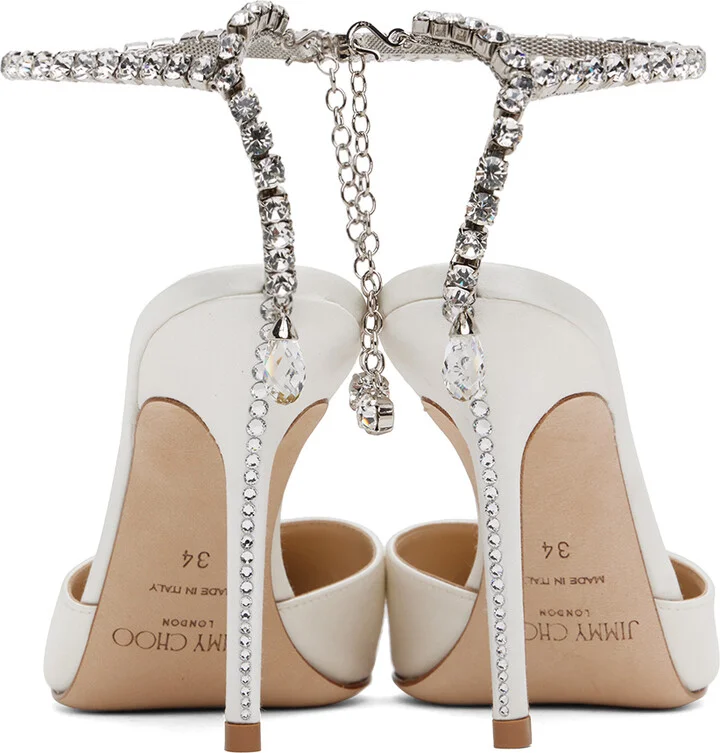 Jimmy Choo White Saeda 100 Heels - Image 2