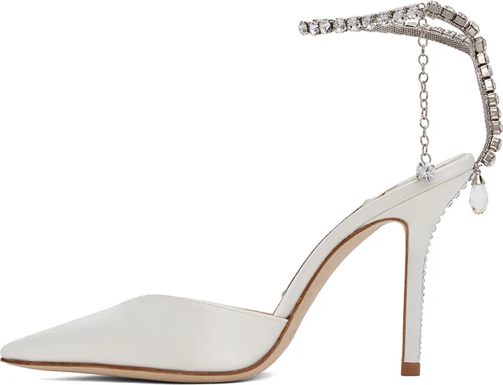 Jimmy Choo White Saeda 100 Heels - Image 3