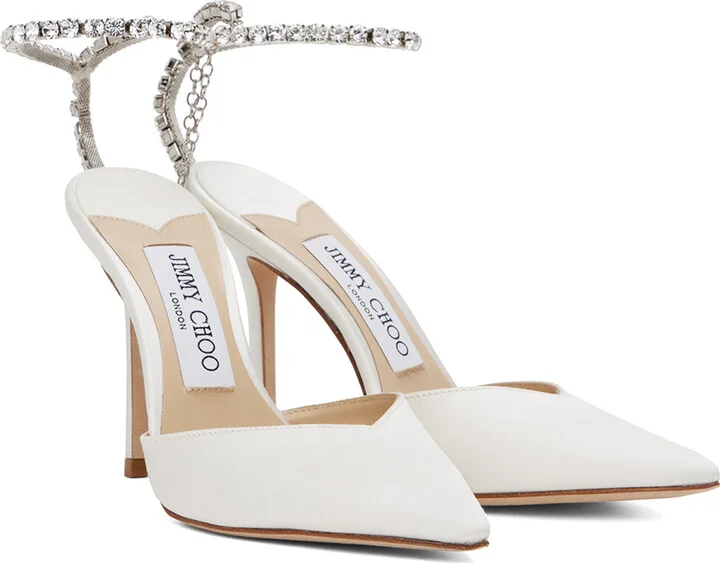 Jimmy Choo White Saeda 100 Heels - Image 4