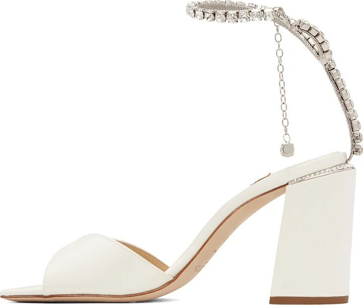 Jimmy Choo White Saeda Block Heel 85 Heeled Sandals - Image 3
