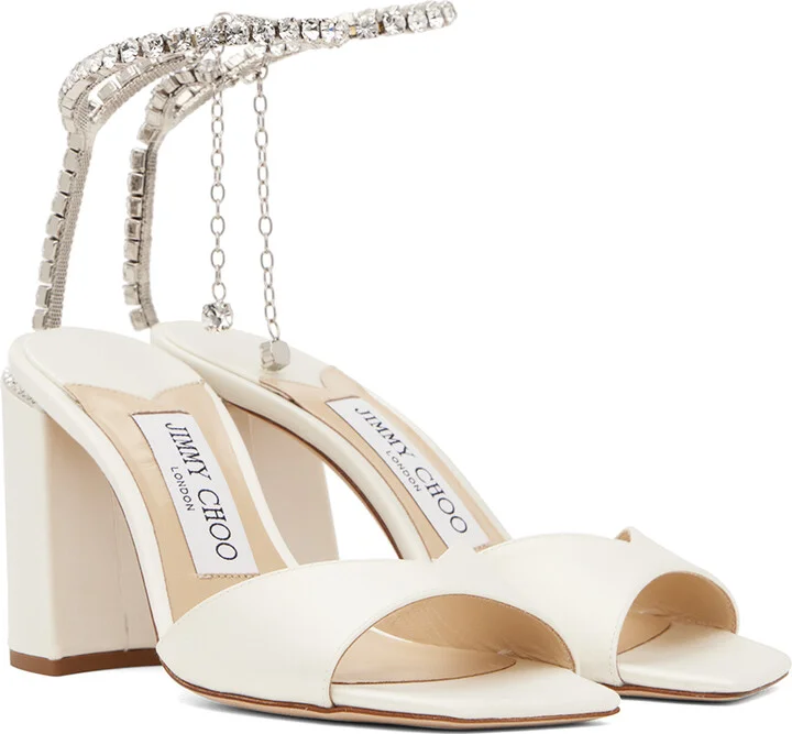 Jimmy Choo White Saeda Block Heel 85 Heeled Sandals - Image 4