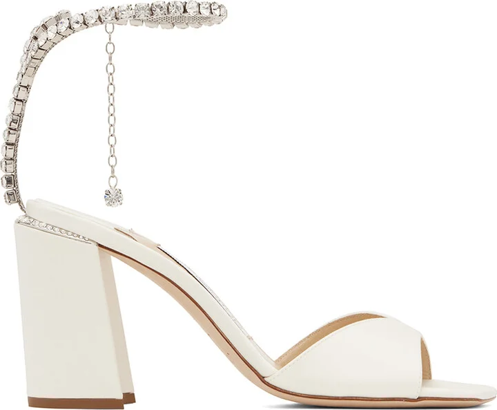 Jimmy Choo White Saeda Block Heel 85 Heeled Sandals
