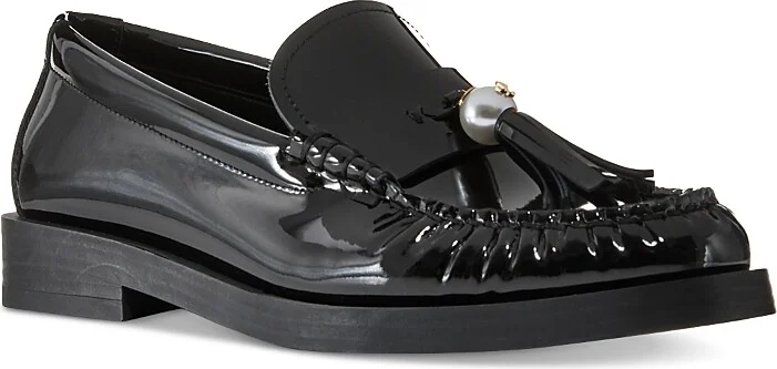 Jimmy Choo Women's Addie Patent Leather Imitation Pearl Tassel Loafers