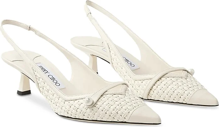 Jimmy Choo Women's Amita 45 Raffia Slingback Pumps