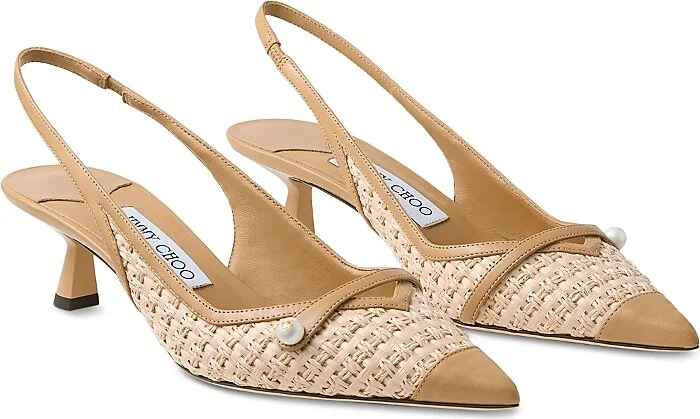 Jimmy Choo Women's Amita 45 Raffia Slingback Pumps