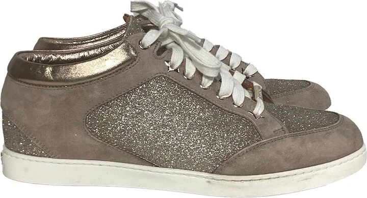 Jimmy Choo Women's Glitter Miami Lace Up Sneaker (Authentic Pre-Loved)