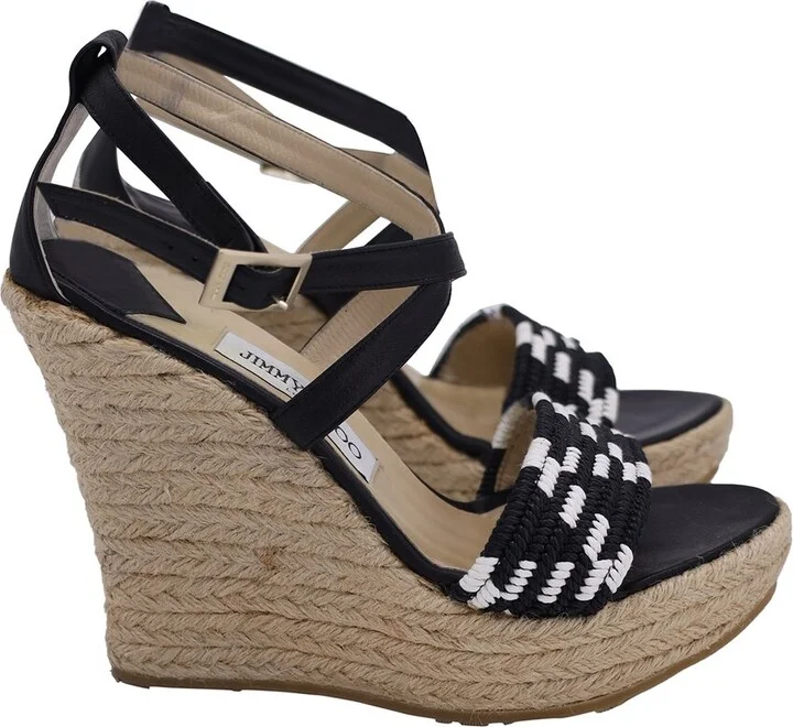 Jimmy Choo Women's Jute Woven Espadrille Wedge Sandal (Authentic Pre-Loved)