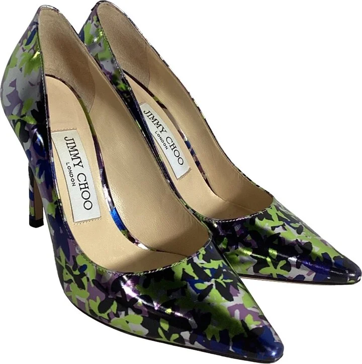Jimmy Choo Women's Leather Camo Print Floral Pump (Authentic Pre-Loved)