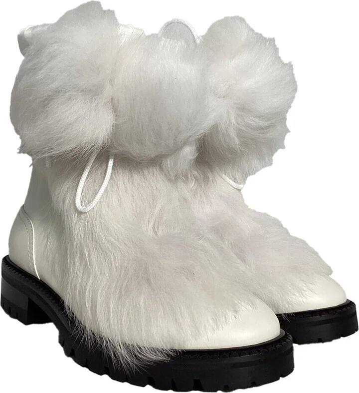 Jimmy Choo Women's Leather Fur Trim Bootie (Authentic Pre-Loved)