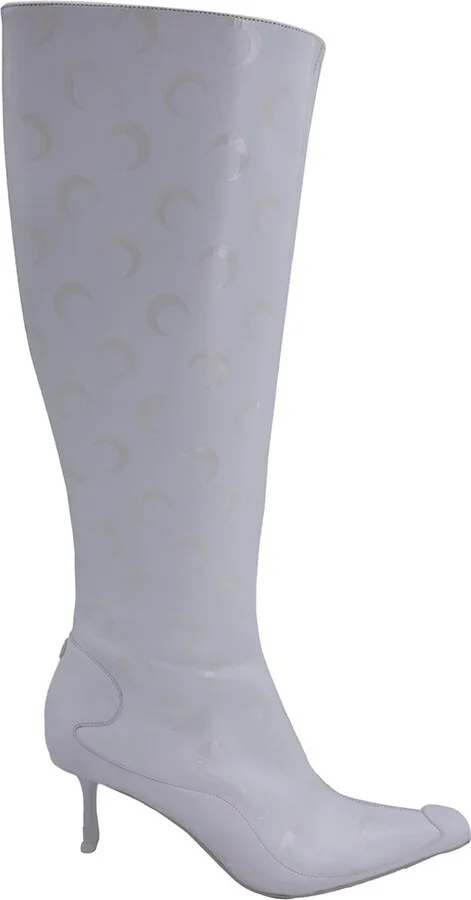 Jimmy Choo Women's Leather x Marine Serre Half Moon Print Knee-High Boot (Authentic Pre-Loved)