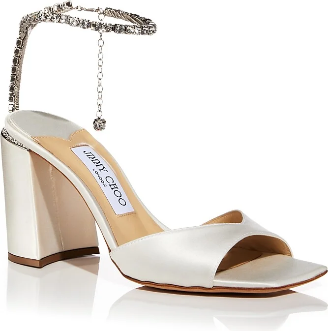 Jimmy Choo Women's Saeda 85 Embellished Ankle Strap High Heel Sandals