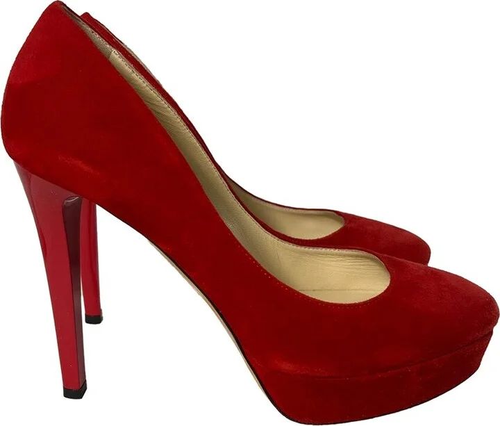 Jimmy Choo Women's Suede Round Toe Platform Pump (Authentic Pre-Loved)