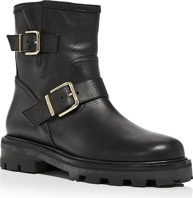 Jimmy Choo Women's Youth Ii Double Buckle Moto Boots