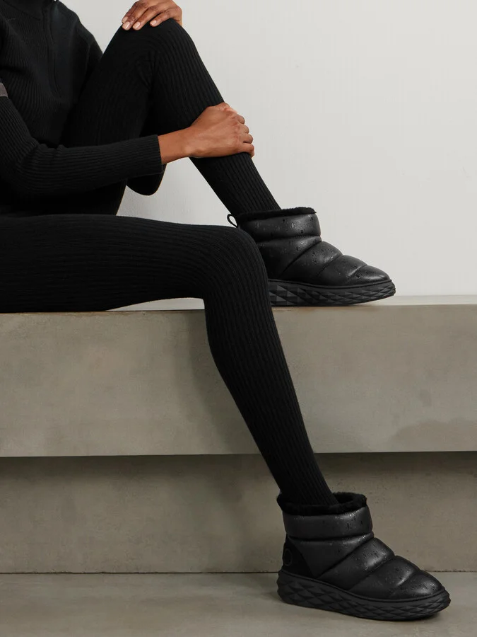 Jimmy Choo - Xan Shearling-lined Quilted Logo-embossed Leather Boots - Black - Image 2