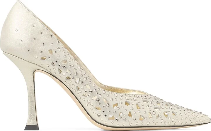 Jimmy Choo Ziri 90 Leather Embellished Pumps