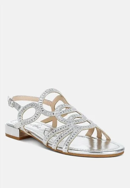 Jisters Cut Out Detail Rhinestone Flat Womens Sandals Women - Image 2