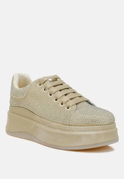 Jitter Bug Rhinestones Embellished Chunky Sneakers Women - Image 2