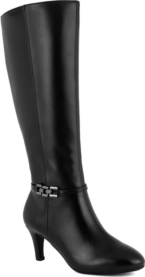 JNYHANLEEWC Womens Wide Calf Manmade Knee-High Boots