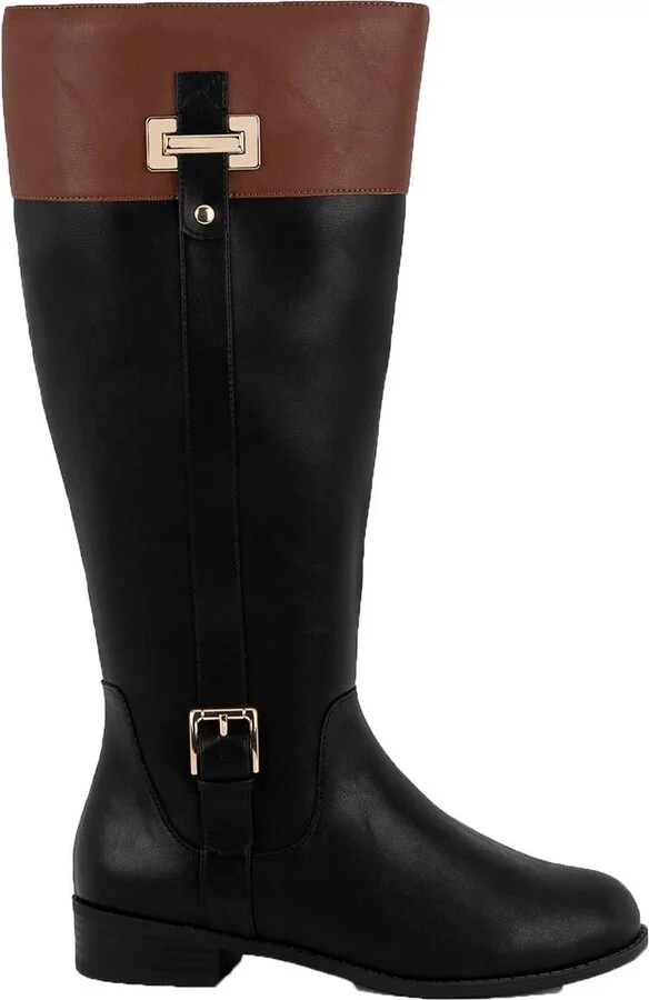 JNYLEODENN Womens Belted Manmade Knee-High Boots