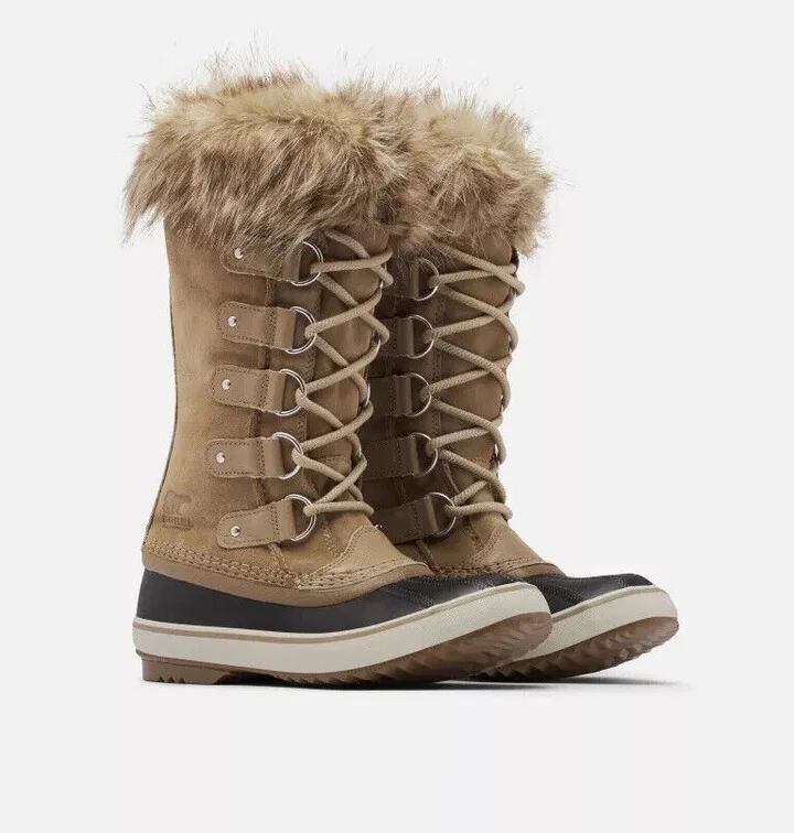 Joan of Arctic Boot Women 6.5 Khaki Suede Faux Fur Cuff Waterproof EEE3652
