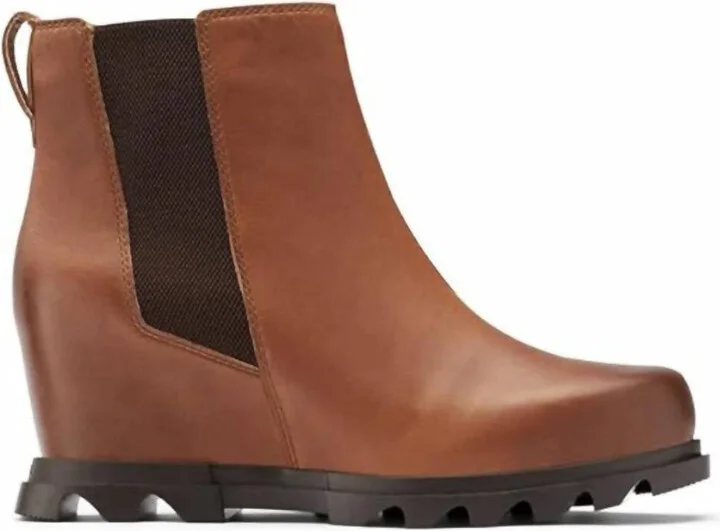 Joan Of Arctic Wedge Iii Chelsea Boots In Hazelnut, Blackened Brown