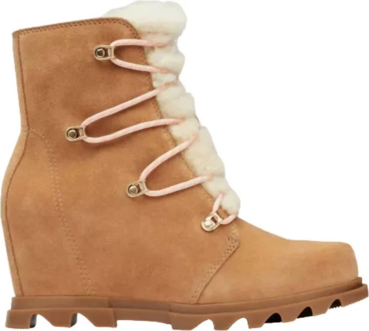 Joan Of Arctic Wedge Iii Lace Cozy Boots In Tawny Buff, Gum Ii