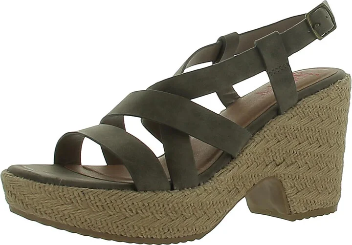 Joan Womens Faux Leather Strappy Platform Sandals
