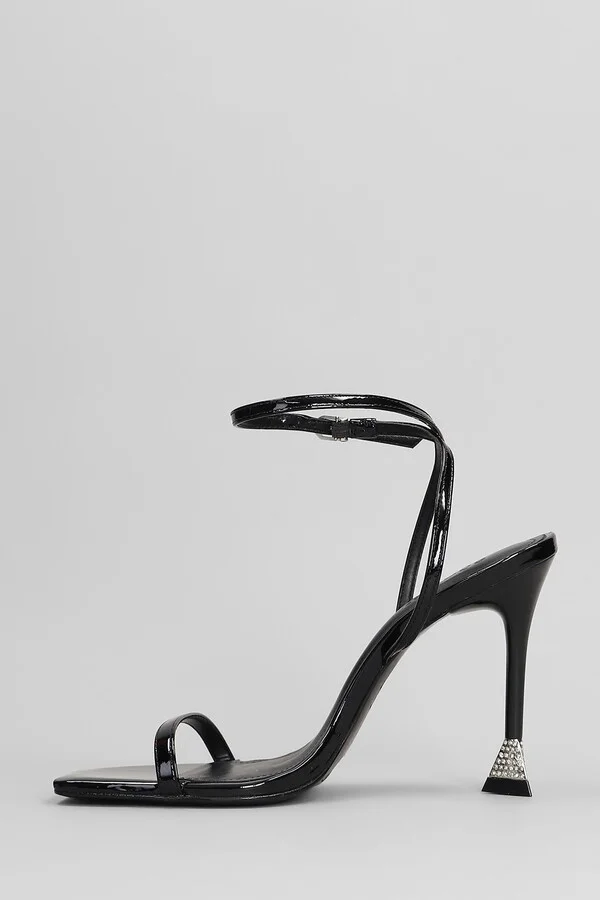 Joanna Sandals In Black Patent Leather - Image 3
