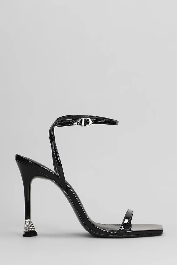 Joanna Sandals In Black Patent Leather
