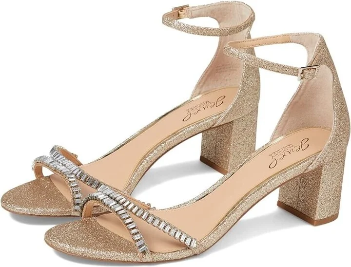Joanne JW4123 Strappy Women's Size 7 Gold Glitter Sandal ZPO1684