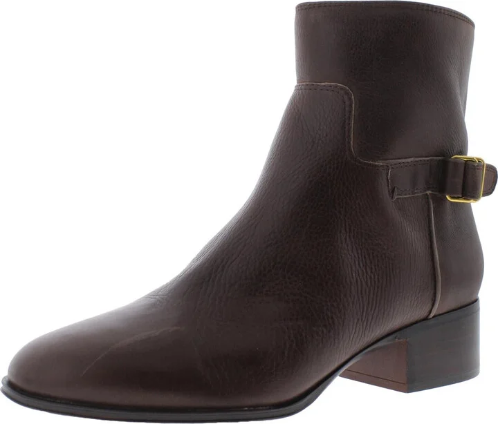 Joanne Womens Leather Western Ankle Boots