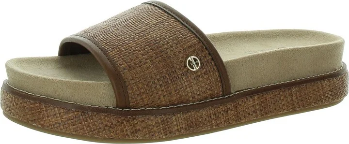 Joannn Womens Raffia Slip On Slide Sandals