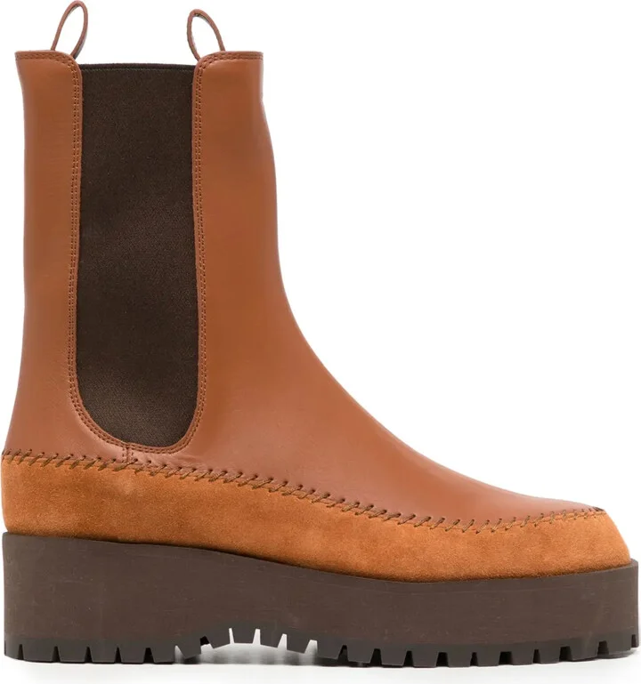 Jodie whipstitch-trim leather chelsea boots