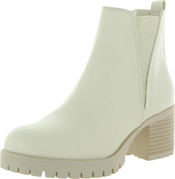 Jody Womens Faux Leather Lug Sole Chelsea Boots