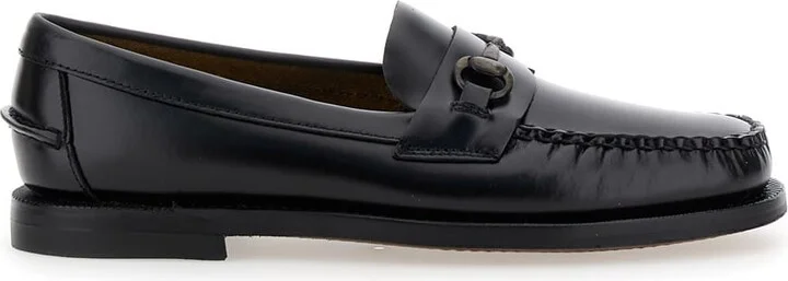 'joe' Black Pull-on Loafers With Horsebit Detail In Leather Man