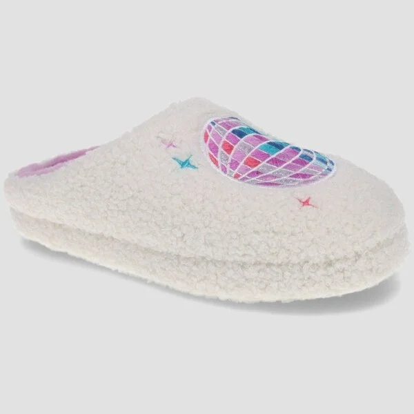 Joe Boxer Disco Ladies Clog Slippers - Ivory : Cushioned Insole, Indoor/Outdoor Outsole