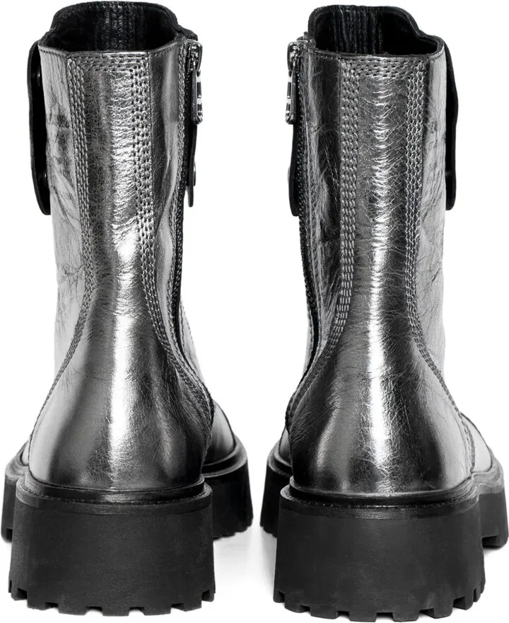 Joe Fast metallic-effect leather combat boots - Image 3
