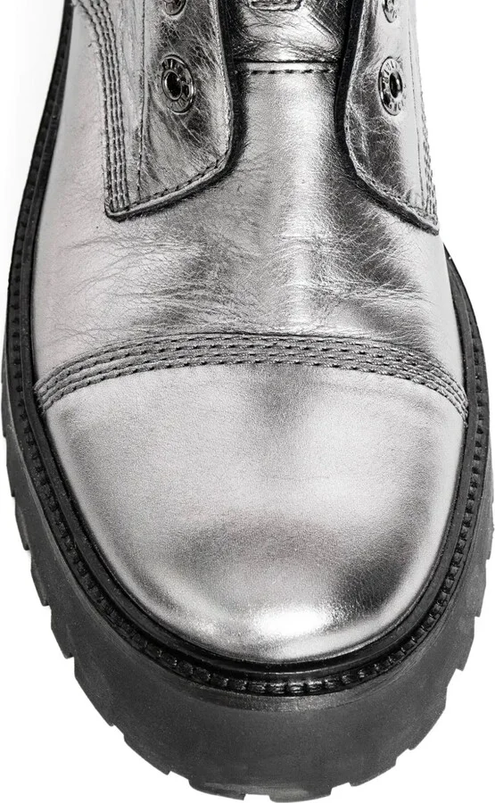 Joe Fast metallic-effect leather combat boots - Image 4