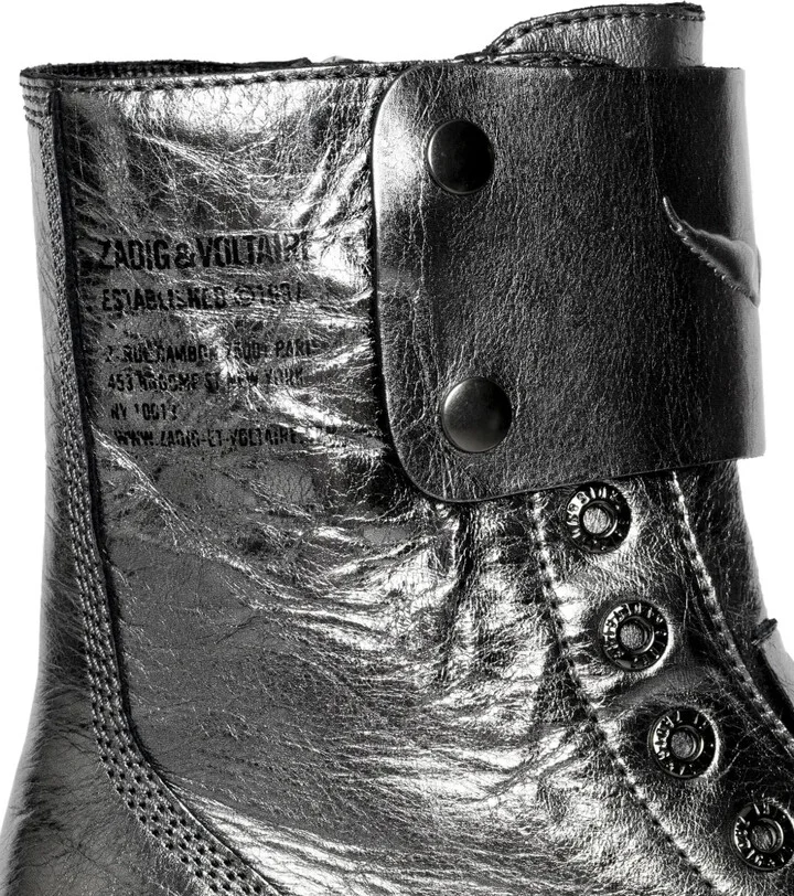 Joe Fast metallic-effect leather combat boots - Image 5