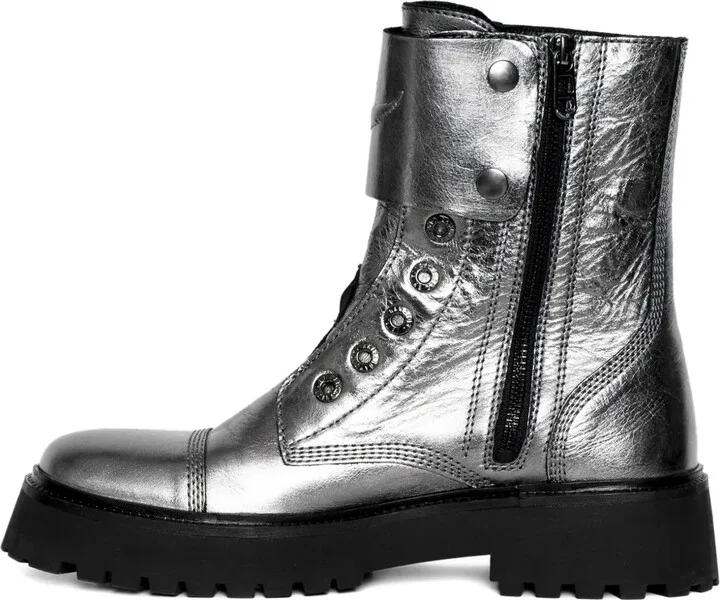 Joe Fast metallic-effect leather combat boots