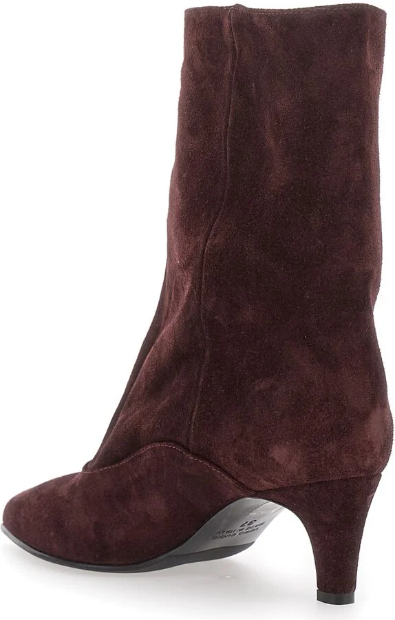 'joelle' Bordeaux Ankle Boots With Pointed Design And Low Heel In Suede Woman - Image 3