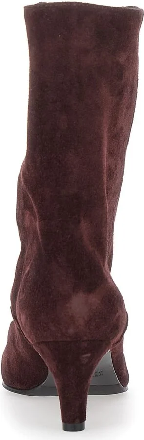 'joelle' Bordeaux Ankle Boots With Pointed Design And Low Heel In Suede Woman - Image 4