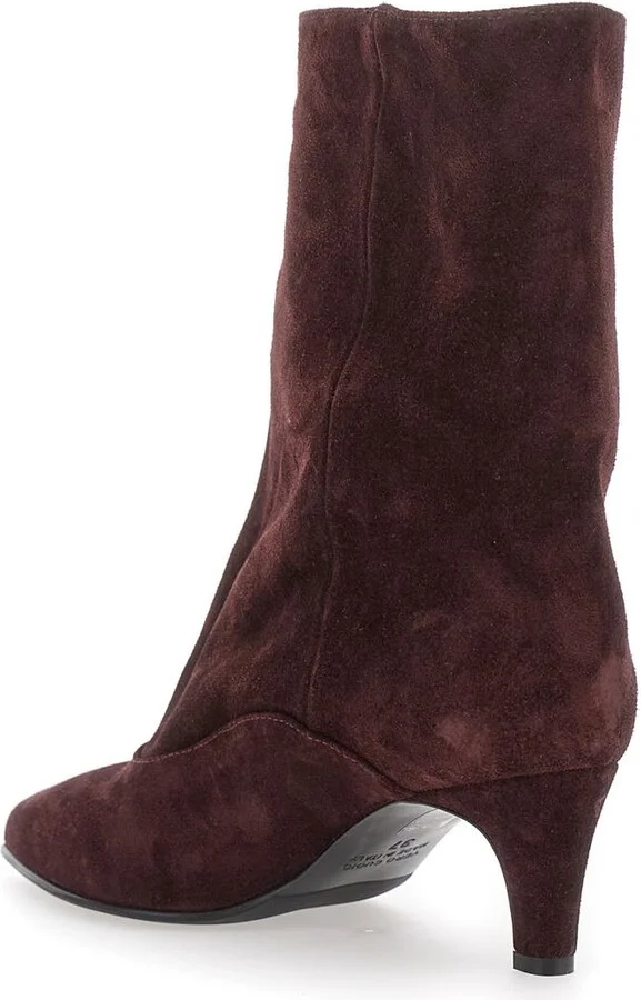 'Joelle' Bordeaux Ankle Boots With Pointed Design And Low Heel In Suede Woman - Image 3