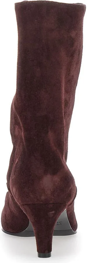 'Joelle' Bordeaux Ankle Boots With Pointed Design And Low Heel In Suede Woman - Image 4