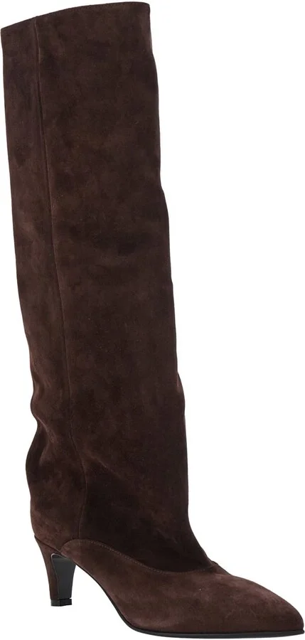 'joelle' Brown Boots With Pointed Design And Low Heel In Suede Woman - Image 2