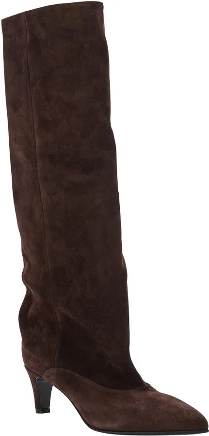 'Joelle' Brown Boots With Pointed Design And Low Heel In Suede Woman - Image 2