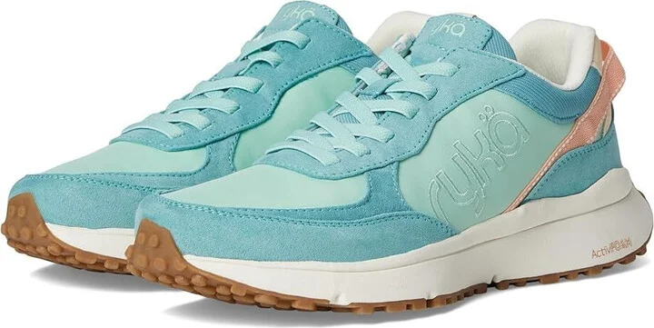 Jog On Sneakers Womens 7.5 Green Faux Leather Athletic Walking Shoes TF7118