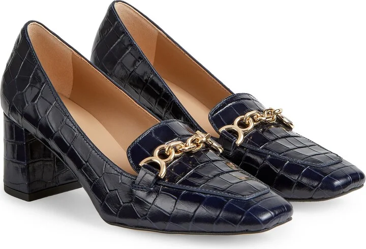 Johanna Trim Block Heel Loafer Pump