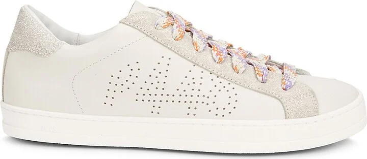 John Glitter Laces Perforated Leather Low-Top Sneakers
